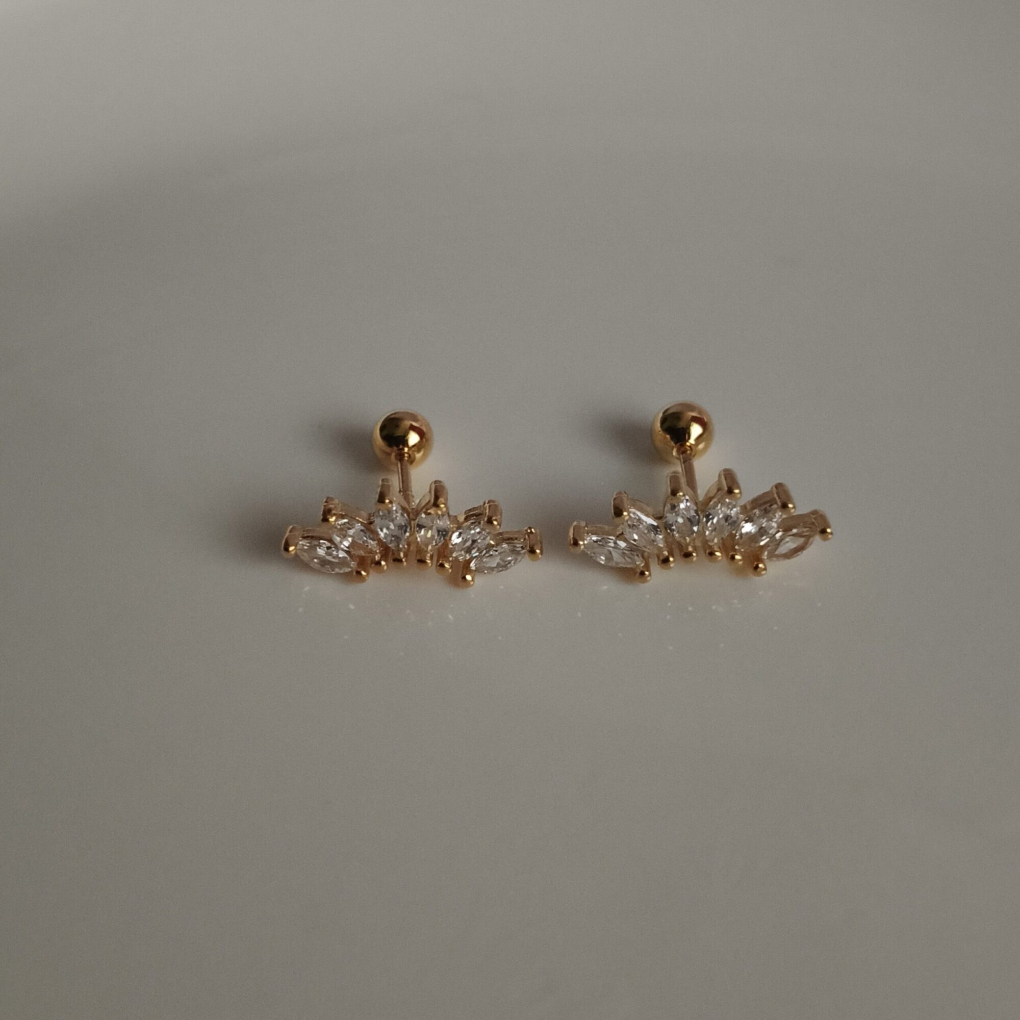 Crystal Crown Screw-back Stud Earrings - Pair